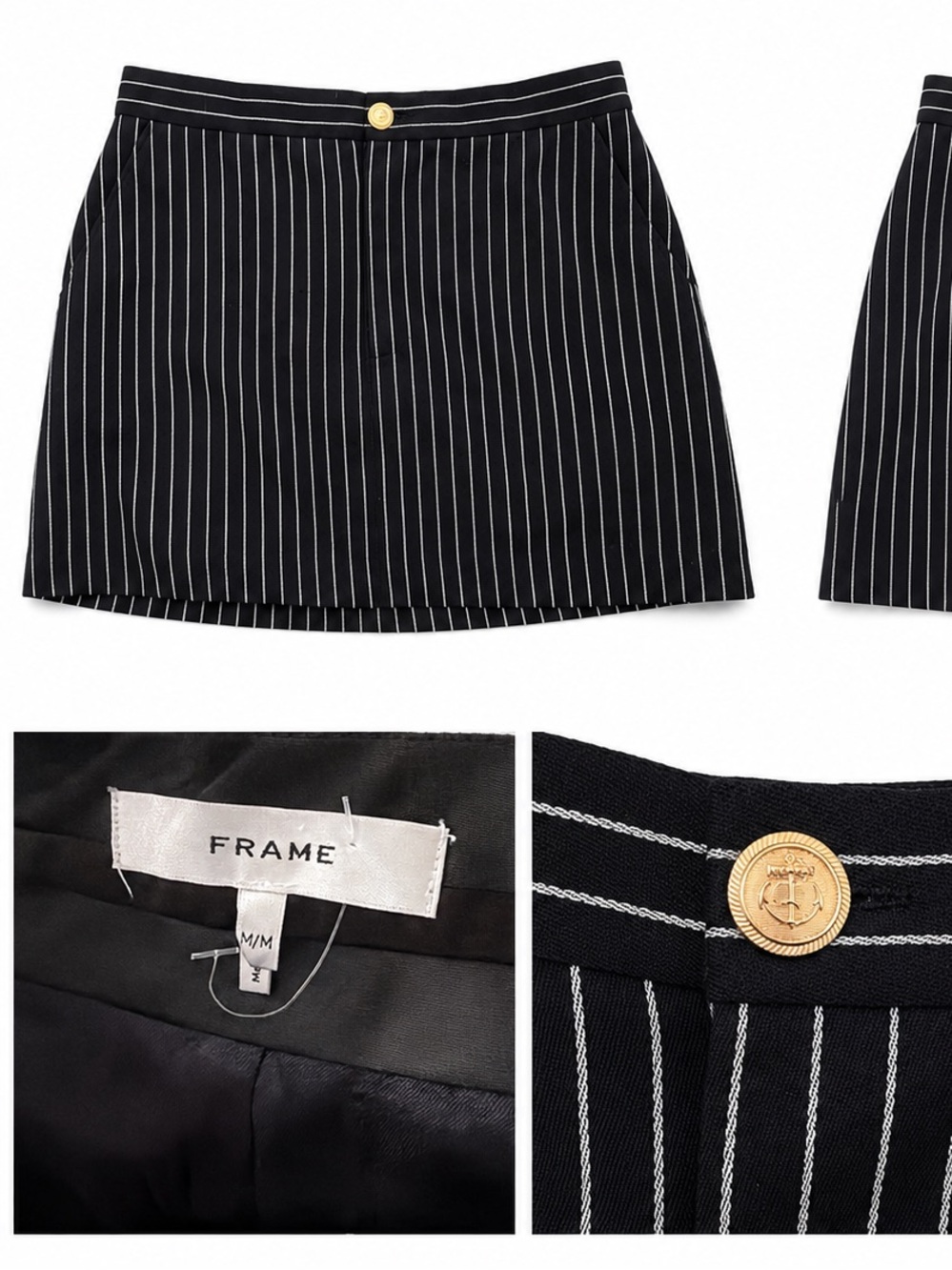 FRAME Black Pinstripe Mini Skirt